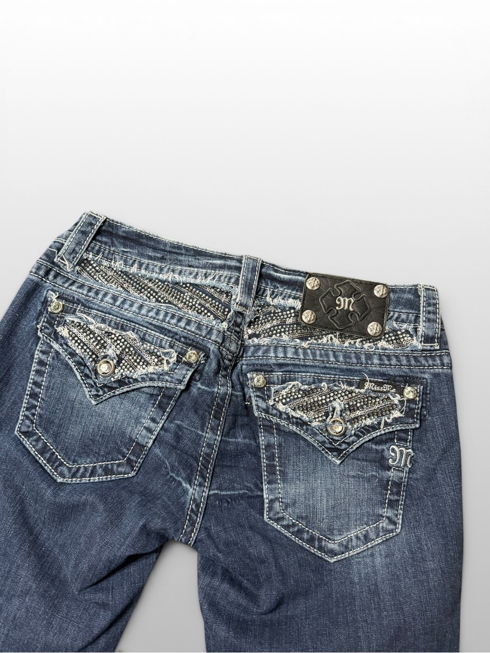 Miss Me Signature Cropped Jeans Womens 27 Bootcut Flap Pocket Y2K